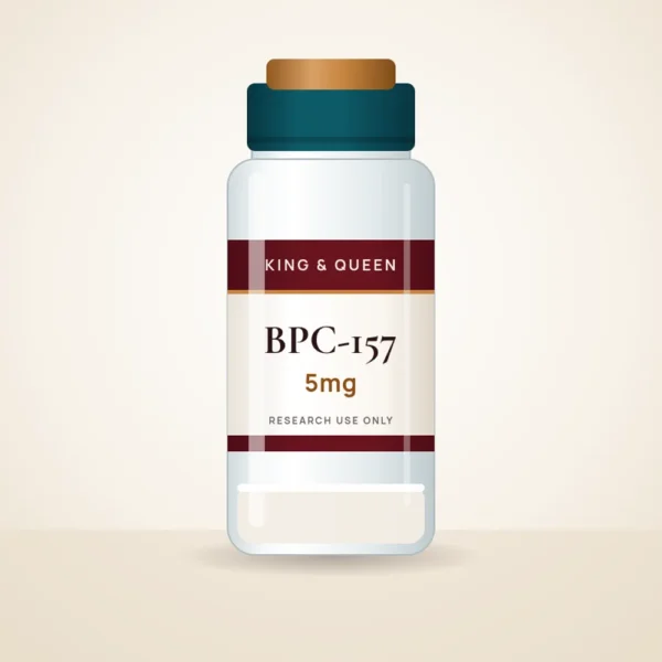 BPC-157 research vial, King & Queen label BPC-157 research vial, King & Queen label